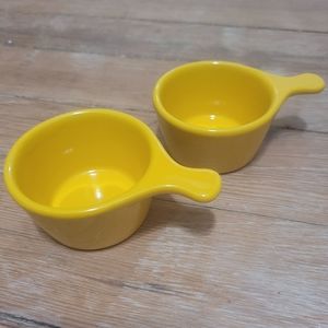 Yellow Small Personal Sauce Dip Bowls With Handles